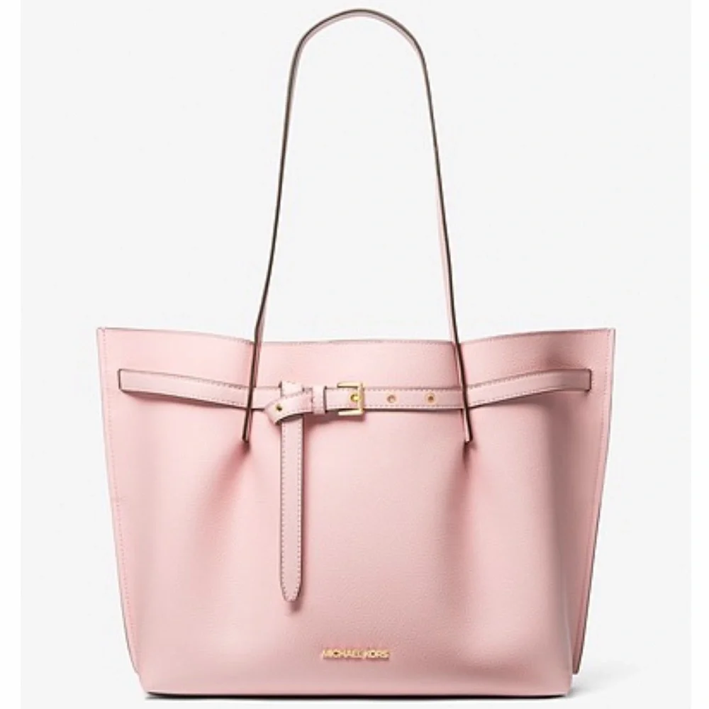 NWT MICHAEL KORS EMILIA LARGE EAST WEST TOTE BAG POWDER BLUSH COLOR - Picture 1 of 11